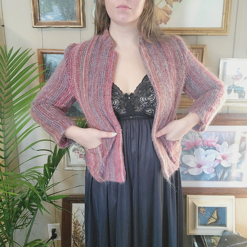 Vintage Wool Blend Cropped Jacket Muted Purple Size Medium